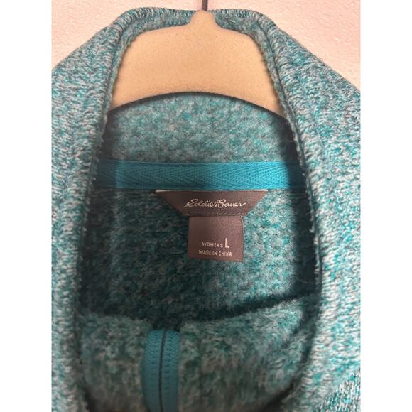 Eddie Bauer Fleece Jacket Women's Large Teal Full Zip Up Long Sleeve Pockets - Picture 2 of 5